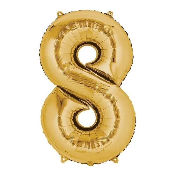 Zlatni helijumski folija balon broj 8 za proslave 86 cm - Slika 1