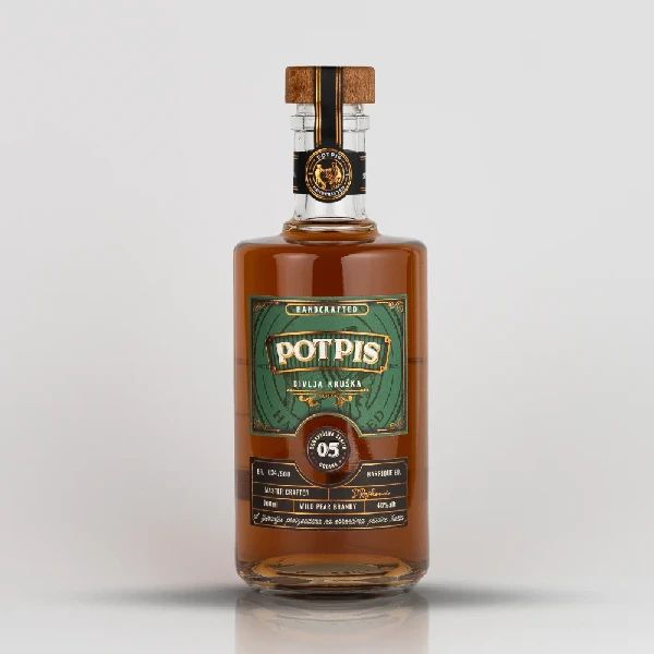 Potpis Divlja kruška premium barrique rakija stara 5 godina 0.7l - Slika 1