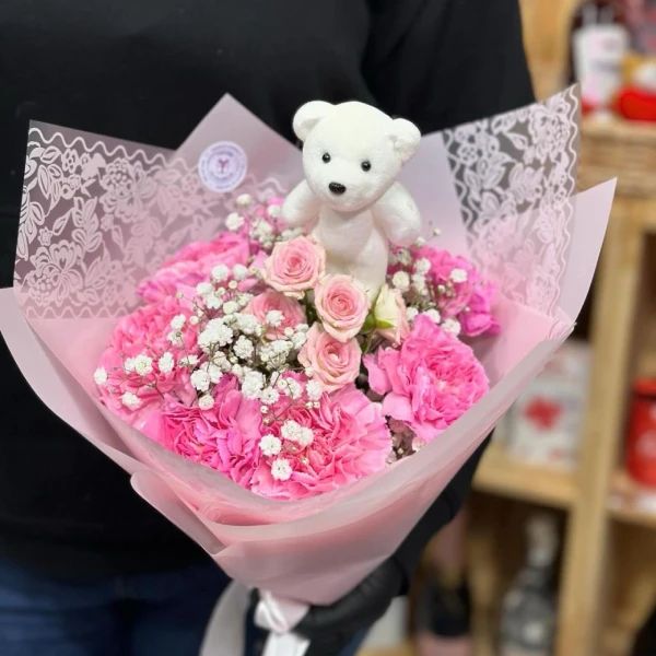 Buket od roze karanfila sa medom - Slika 1